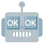 faccina di robot + pulsante OK