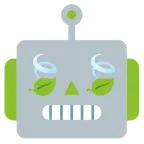 faccina di robot + foglia al vento