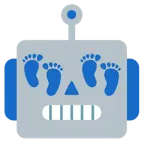 faccina di robot + impronta di piedi