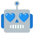 faccina di robot + cuore blu