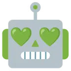 faccina di robot + cuore verde