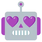 faccina di robot + cuore viola