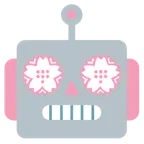 faccina di robot + fiore bianco