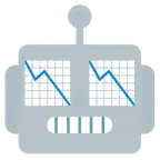 faccina di robot + grafico con andamento negativo