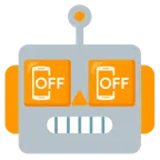faccina di robot + cellulare spento