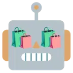 faccina di robot + borse della spesa