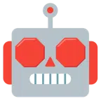 faccina di robot + segnale di stop