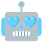 faccina di robot + cuore azzurro