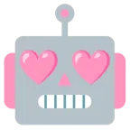 faccina di robot + cuore rosa