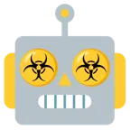 faccina di robot + simbolo del rischio biologico
