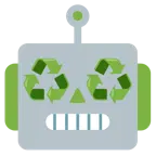 faccina di robot + simbolo del riciclaggio