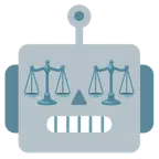 faccina di robot + bilancia a doppio piatto