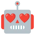 faccina di robot + cuore rosso