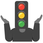 persona che scrolla le spalle + semaforo verticale