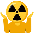 persona che scrolla le spalle + simbolo della radioattività
