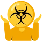 persona che scrolla le spalle + simbolo del rischio biologico