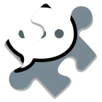 Puzzleteil + Sprechblase mit drei Punkten