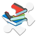 Puzzleteil + Bücherstapel