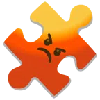 Puzzleteil + schmollendes Gesicht