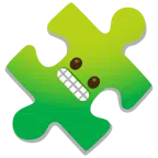 Puzzleteil + Grimassen schneidendes Gesicht