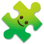 Puzzleteil + leicht lächelndes Gesicht