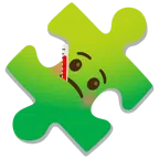Puzzleteil + Gesicht mit Fieberthermometer