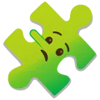 Puzzleteil + lügendes Gesicht