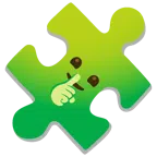 Puzzleteil + ermahnendes Gesicht