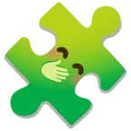 Puzzleteil + verlegen kicherndes Gesicht