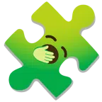 Puzzleteil + gähnendes Gesicht