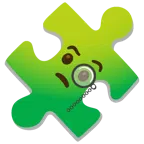 Puzzleteil + Gesicht mit Monokel