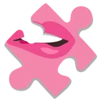 Puzzleteil + auf Lippe beißen