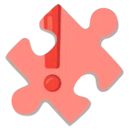 Puzzleteil + rotes Ausrufezeichen