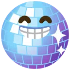Discokugel + strahlendes Gesicht mit lachenden Augen