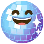 Discokugel + grinsendes Gesicht mit lachenden Augen