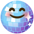 Discokugel + lächelndes Gesicht mit lachenden Augen