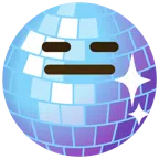 Discokugel + ausdrucksloses Gesicht