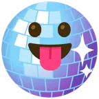 Discokugel + Gesicht mit herausgestreckter Zunge