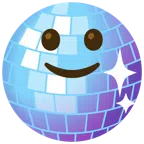 Discokugel + leicht lächelndes Gesicht