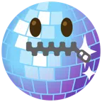 Discokugel + Gesicht mit Reißverschlussmund