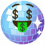 Discokugel + Gesicht mit Dollarzeichen