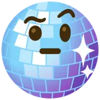 Discokugel + Gesicht mit hochgezogenen Augenbrauen