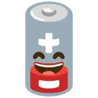schwache Batterie + grinsendes Gesicht mit lachenden Augen