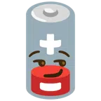 schwache Batterie + süffisant lächelndes Gesicht