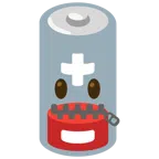 schwache Batterie + Gesicht mit Reißverschlussmund