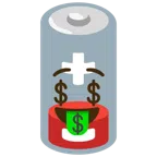 schwache Batterie + Gesicht mit Dollarzeichen