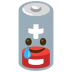 schwache Batterie + lachendes Gesicht mit Träne