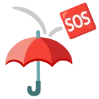 Regenschirm + SOS-Zeichen