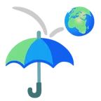 parasol + kula ziemska przedstawiająca Europę i Afrykę