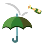 Regenschirm + Flasche mit knallendem Korken